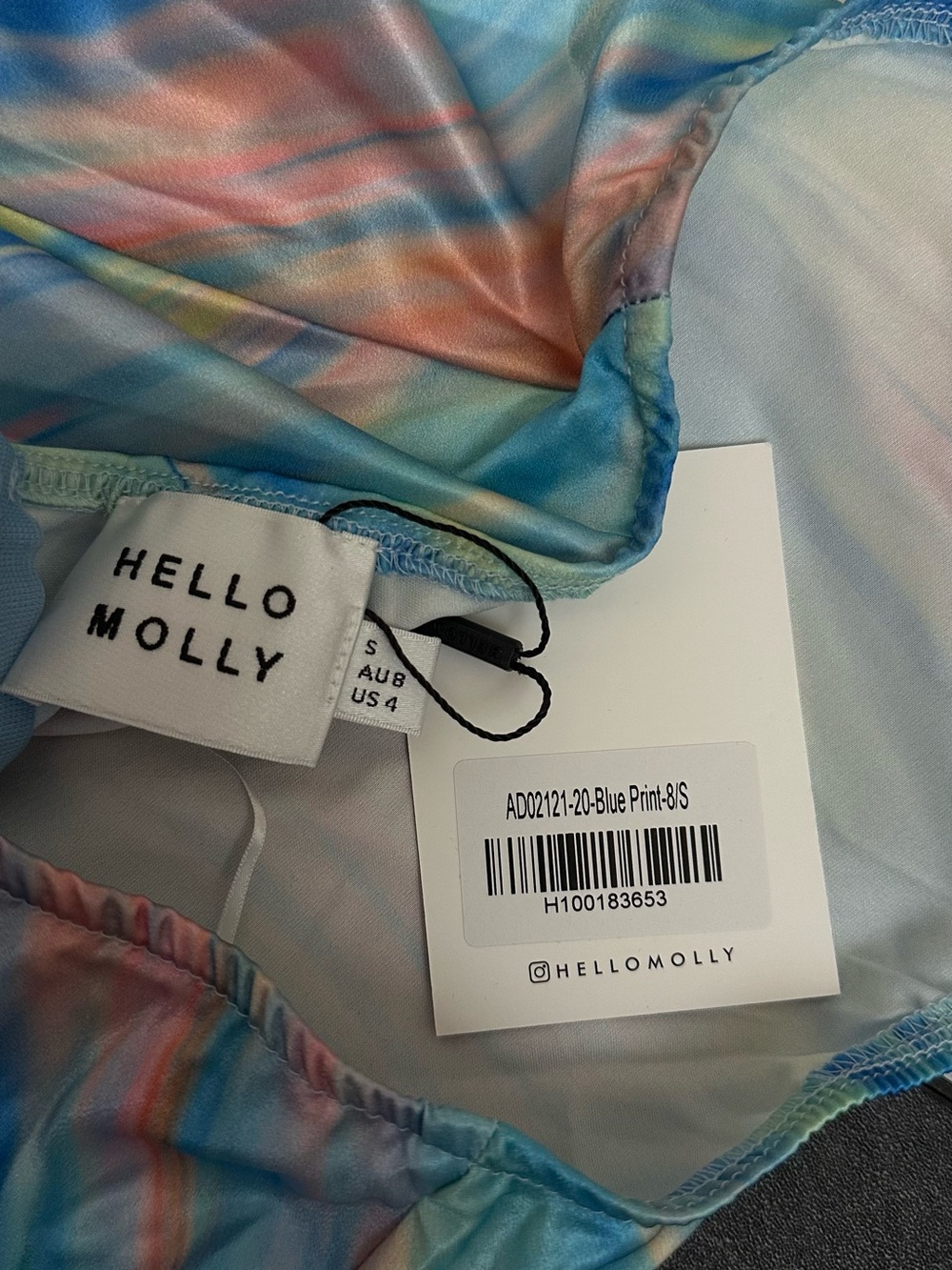 Hello Molly Blue Multi-Color Cowl Neck Maxi Dress - Picture 8 of 9